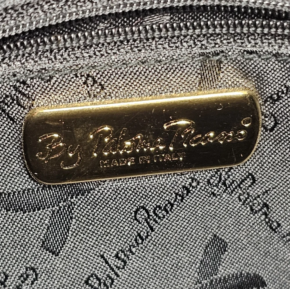Paloma Picasso Black Genuine Leather Shoulder Bag with Gold Accents